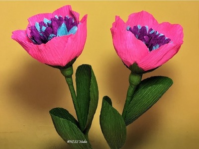 How to make peony paper flower| Easy way to make peony crepe paper flower tutorials
