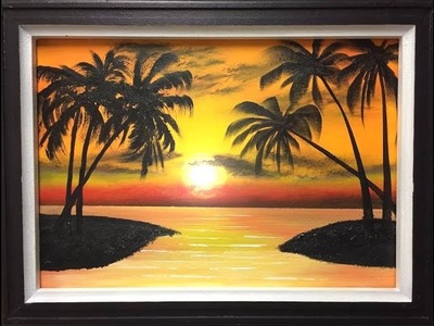 How to paint a palm sunset (acrylic)