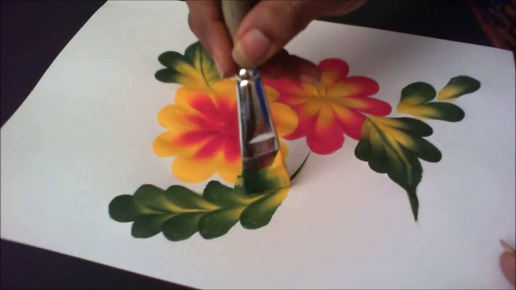 How to paint Simple tear drop flower and leaf composition step by step