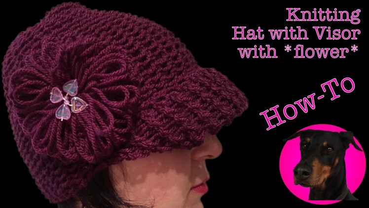 Knitting - Hat with Visor with flower