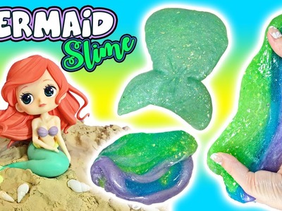Little Mermaid Slime! DIY Glittery Slime Shimmery Mermaid Tail Slime Mixing Doctor Squish