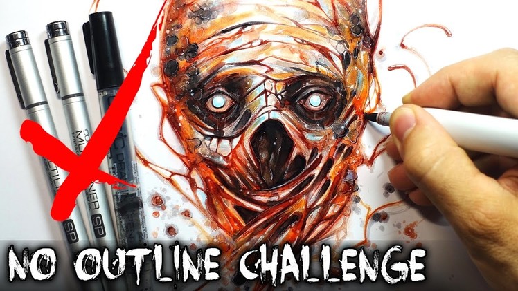 No Outline Art Challenge + True Horror Story (Creepypasta Drawing)