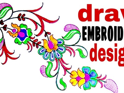 Sketch designs hand embroidery || with colour draw flowers || tracing pepar easy pencil art