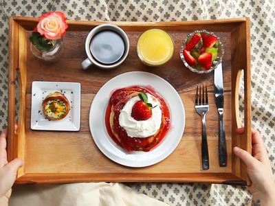 Strawberry Shortcake Pancake Breakfast In Bed