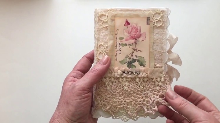 Vintage Fabric and Lace journal - for swap on JJJ