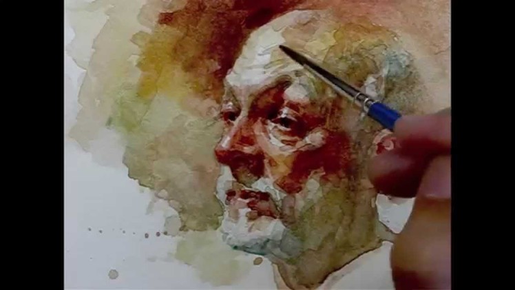 Watercolor step by step how to paint portrait, demo by Zimou Tan