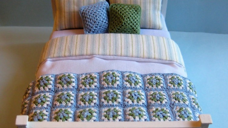 1.12th Scale Crocheted Granny Square Throw. Afghan