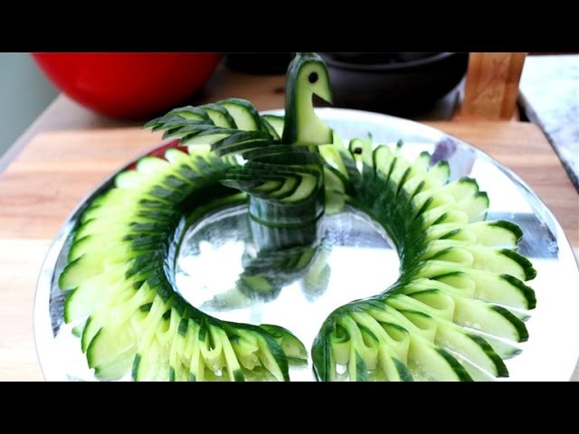 Art In Cucumber Peacock Garnish | Vegetable Carving | Cucumber Art | Party Garnishing