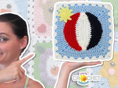 Beach Ball Blanket Square - Crochet Motif - July