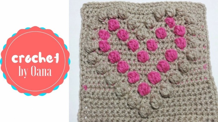 Crochet bubbles hearts square by Oana