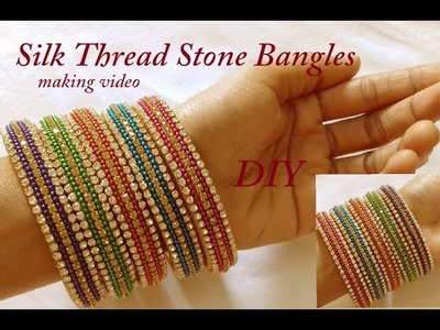 DIY || how to make silk thread bridal bangle at home || set of 5 DIY silk thread bangles