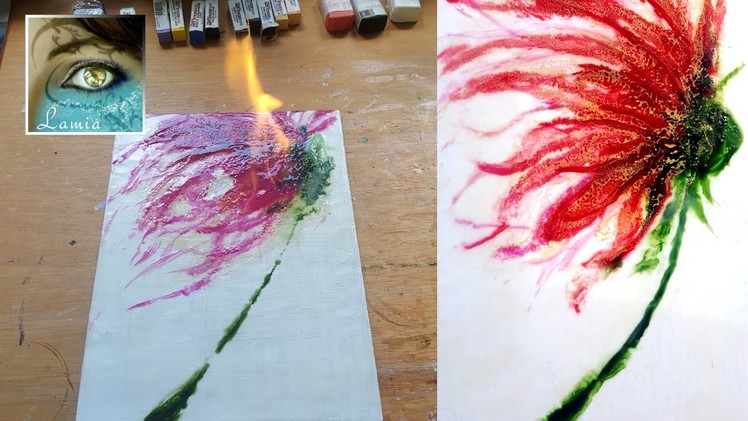 Encaustic Beeswax Painting Tutorial #2 - Learn How To Do a Shellac Wet Burn