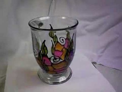 Hand painted glass mug