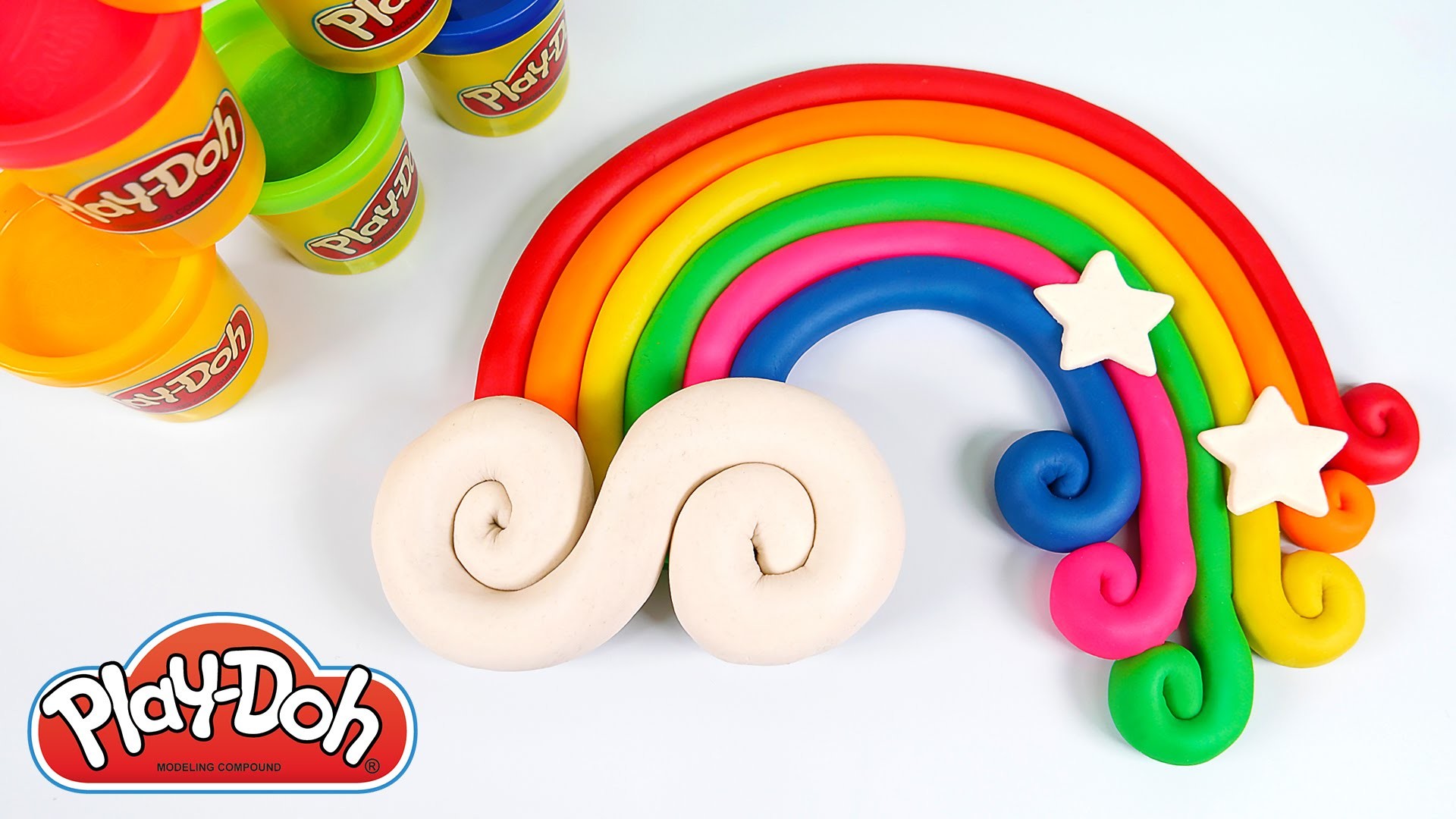 How To Make Play Doh Rainbow Cloud, MonsterKids
