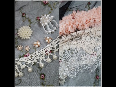 June kit- Shabby chic lace necklace.bracelet.Doily pouch