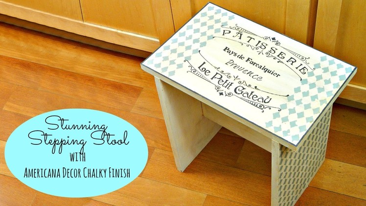 Kitchen Stool Using Chalky Finish Paint and Stencil