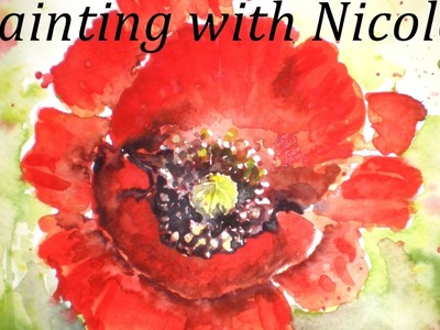 Paint this red poppy in three stages in 30 minutes.