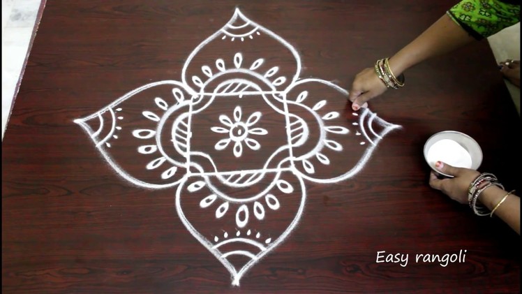 Rangoli designs for diwali with 3x3 straight dots- deepavali muggulu- kolam designs for diwali