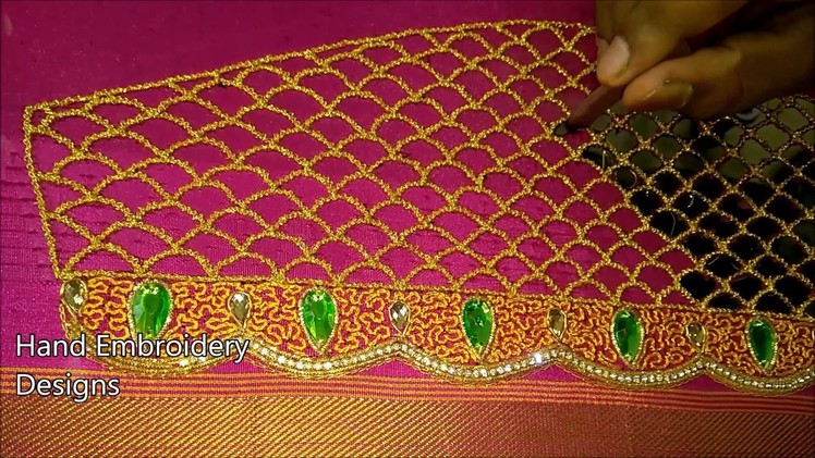 Simple maggam work blouse designs | hand embroidery designs | embroidery stitches by hand for blouse
