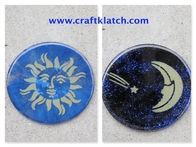 Sun and Moon Stenciled Resin Coasters   Another Coaster Friday