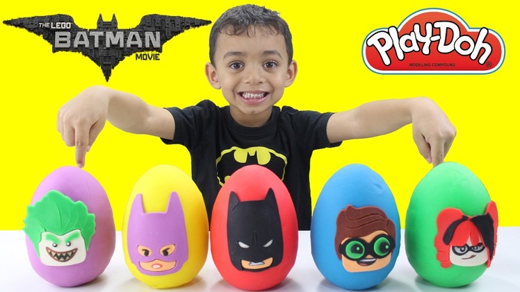 The LEGO Batman Movie Play Doh Surprise Eggs - LEARNING COLORS with Toy Surprises Mystery Toys