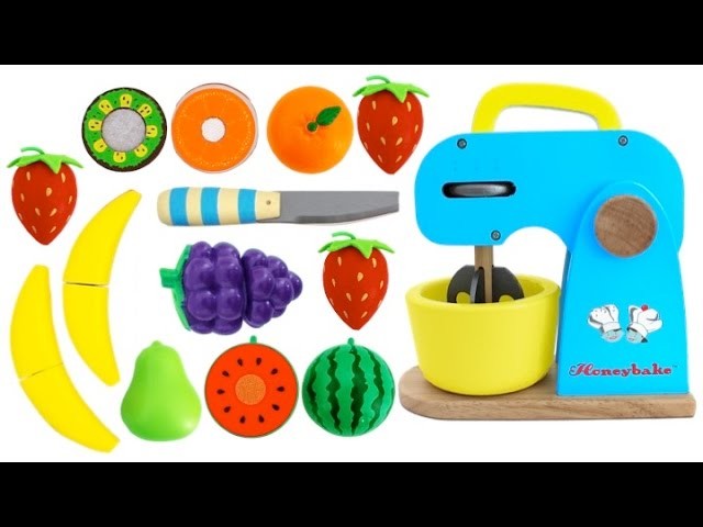 Toy Mixer Playset Learn Fruits & Vegetables with Wooden Velcro Toys for Kids Preschoolers
