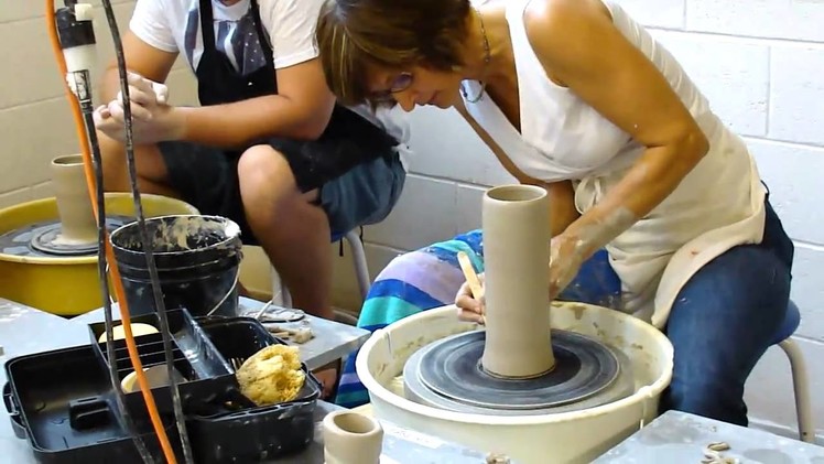Virginia Scotchie showing her students how to pull up clay into a cylinder Part 2