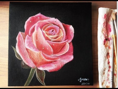 ACRYLIC PAINTING | Pink Rose