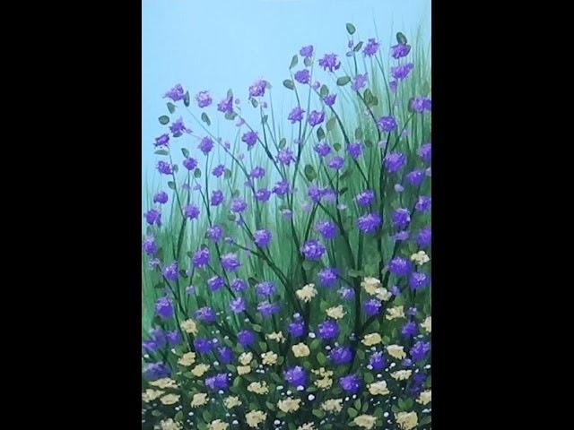 Acrylic Painting Violet Wildflowers