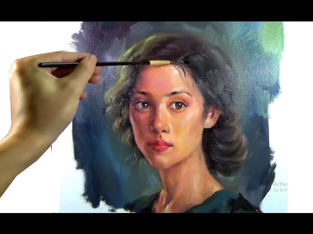 Art Oil painting pretty girl portrait on canvas