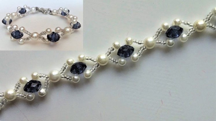 Beaded wedding jewelry pattern. How to make an elegant bracelet (necklace)
