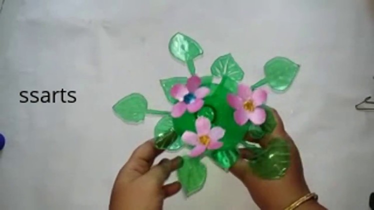 Best out of the waste. Plastic bottle flowers show piece. Recycled bottle gift ideas