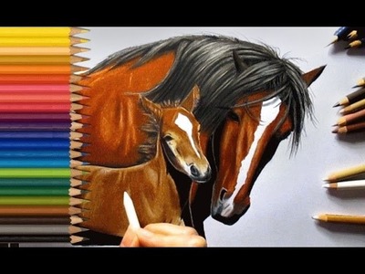 Colored Pencil Drawing: Horse with Baby | Jasmina Susak