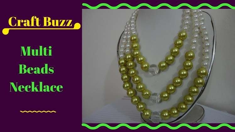 ( Craft Buzz ) Multi Beads Necklace For Beginners Project - How To Make Tutorial