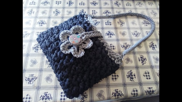 CROCHET BAG WITH FETTUCCIA AND CORD quick and easy tutorial