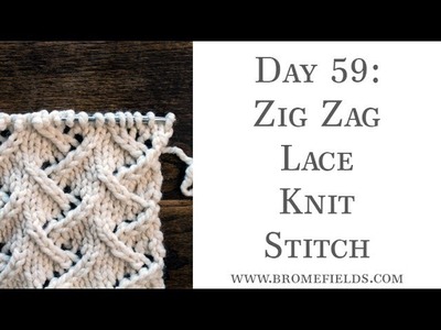 Day 59 : Zig Zag Lace Knit Stitch : #100daysofknitstitches
