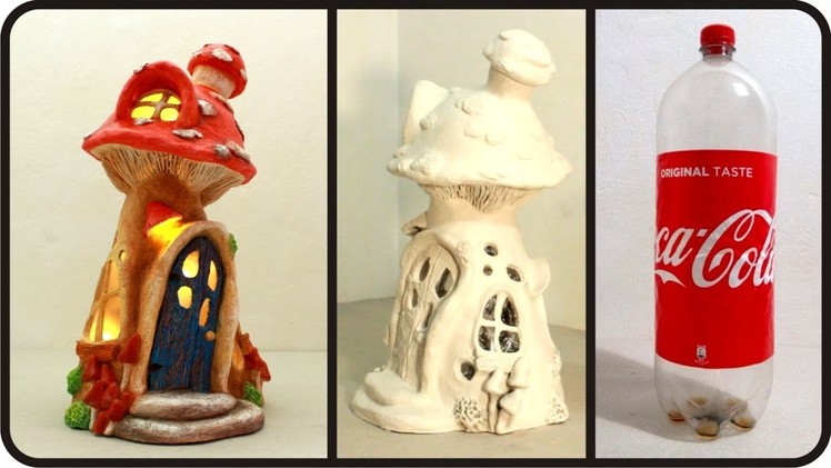 ❣DIY Mushroom Fairy House Lamp Using Coke Plastic Bottle❣