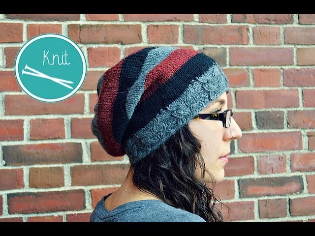 How to Knit - Owl Ribbed Slouchy Beanie Tutorial
