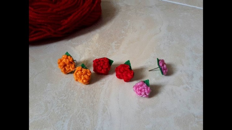 How to make flower earrings from woollen thread