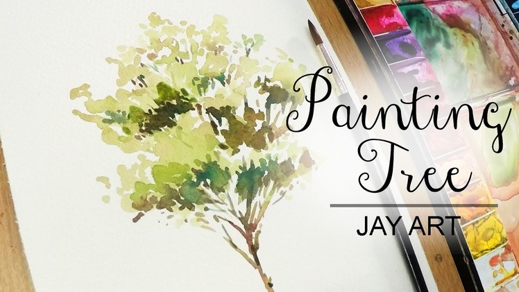 How to paint a tree easy in watercolor