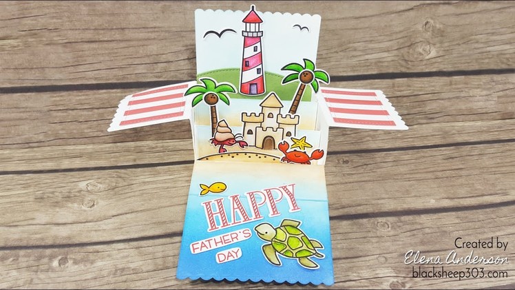 Lawn Fawn Lighthouse Scalloped Box Card Pop-Up for Dad