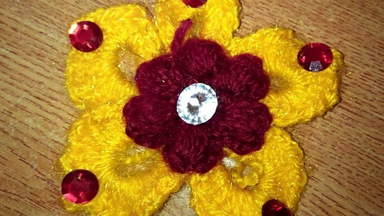 Make puff stitch flowers through kroshiya work for your sweaters, cardigan designs, baby boots # 4