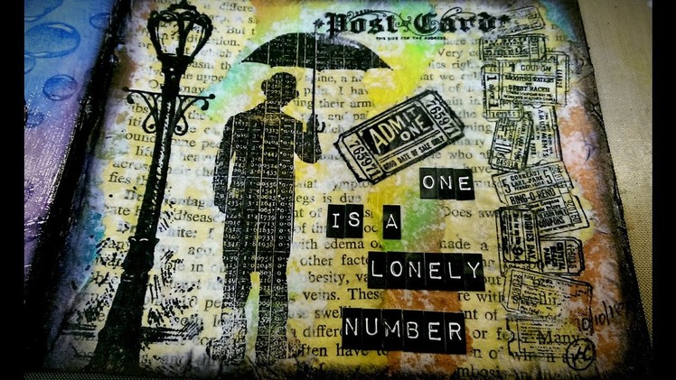 Mixed Media Process Journal Page #26 - One is a Lonely Number