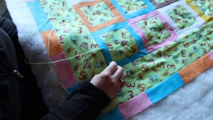 Quilting: How to tie a quilt using the "Hidden Tie" or "International Stitch"