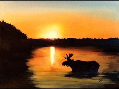 Watercolor Moose in a Lake Painting Demonstration