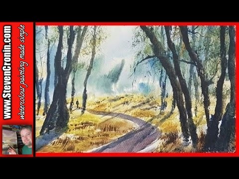 Watercolour painting tutorial using a photograph of Sutton Park