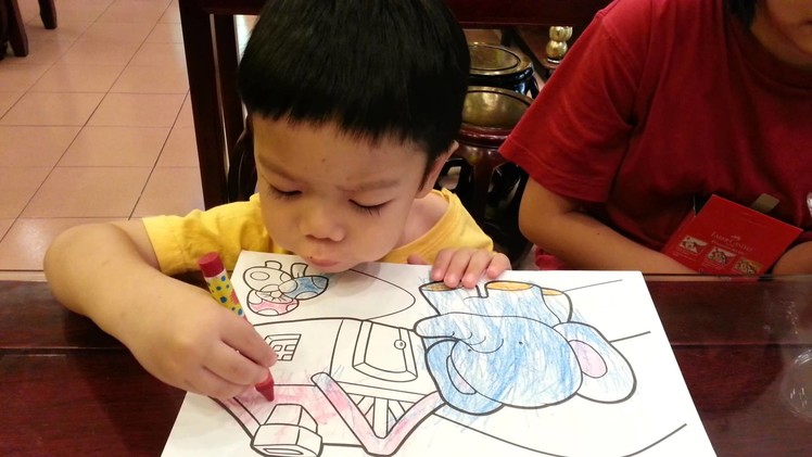 2 1.2 year old Toddler Colouring with Crayons