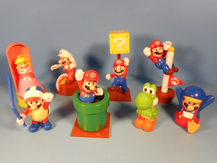 2014 SUPER MARIO SET OF 8 McDONALD'S HAPPY MEAL KID'S TOY'S VIDEO REVIEW