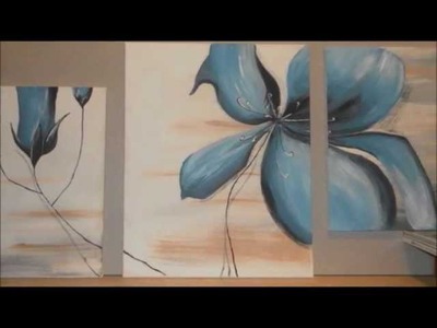 Acrylic 3 canvas flower painting