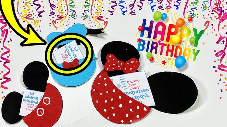 DIY Birthday Gift Cards |  Mickey Mouse Minnie Mouse and Donald Duck